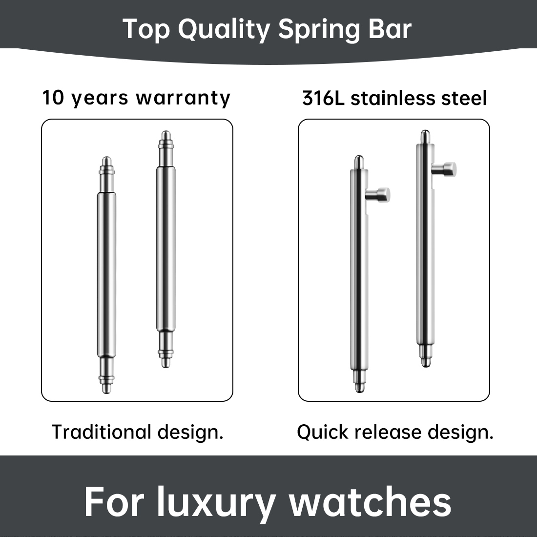 Curved Spring Bar - Maikes 316L roestvrij staal snelsluiting horloge