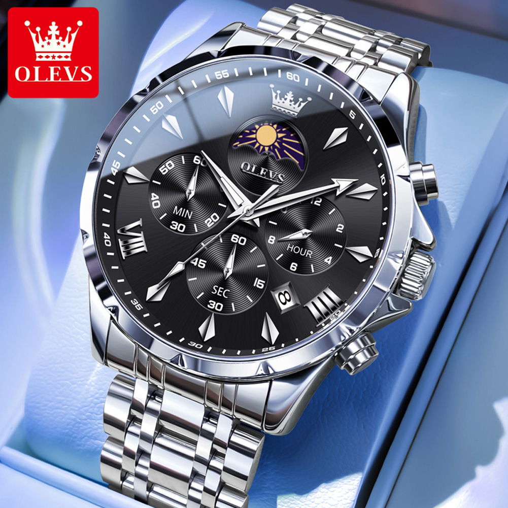 Cartier Watch Tank - OLEVS 3653 Merk Maanfase Kalender Herenhorloge